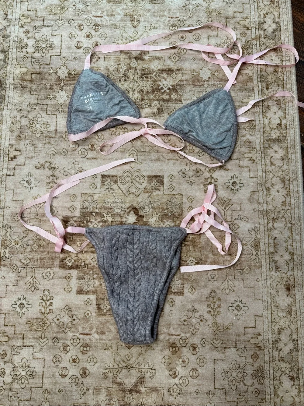 Frankie’s bikinis Caleb Cable Cloud Knit Dark Grey Set